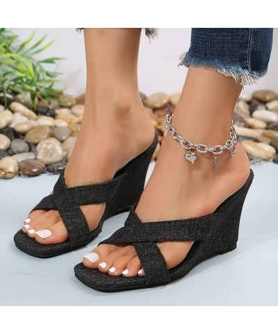 Women Casual Summer Sandals Comfortable Flip Flops Platforms Wedge Sandals Casual Beach Slingback Open Toe Sandals 7.5 Black ...