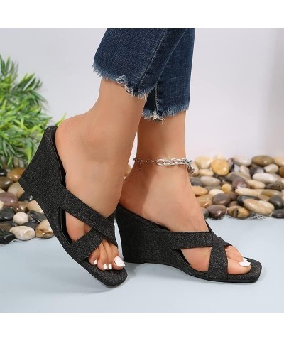 Women Casual Summer Sandals Comfortable Flip Flops Platforms Wedge Sandals Casual Beach Slingback Open Toe Sandals 7.5 Black ...