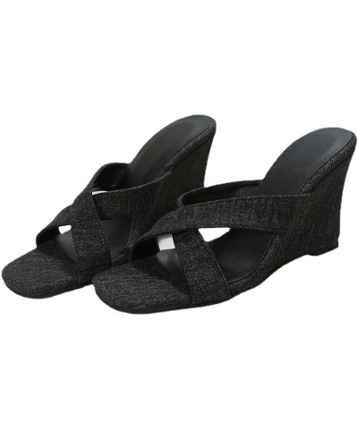 Women Casual Summer Sandals Comfortable Flip Flops Platforms Wedge Sandals Casual Beach Slingback Open Toe Sandals 7.5 Black ...