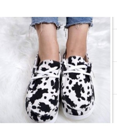 Large Size Slope Heel Single Shoes Female Leopard Print Cloth Surface Casual Shoes Lace Up Loafer Four Seasons Women's Shoes ...