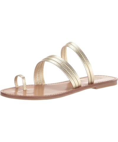 Womens Cins Toe Ring Flat Strappy Slide Sandals Gold 710 $15.57 Sandals