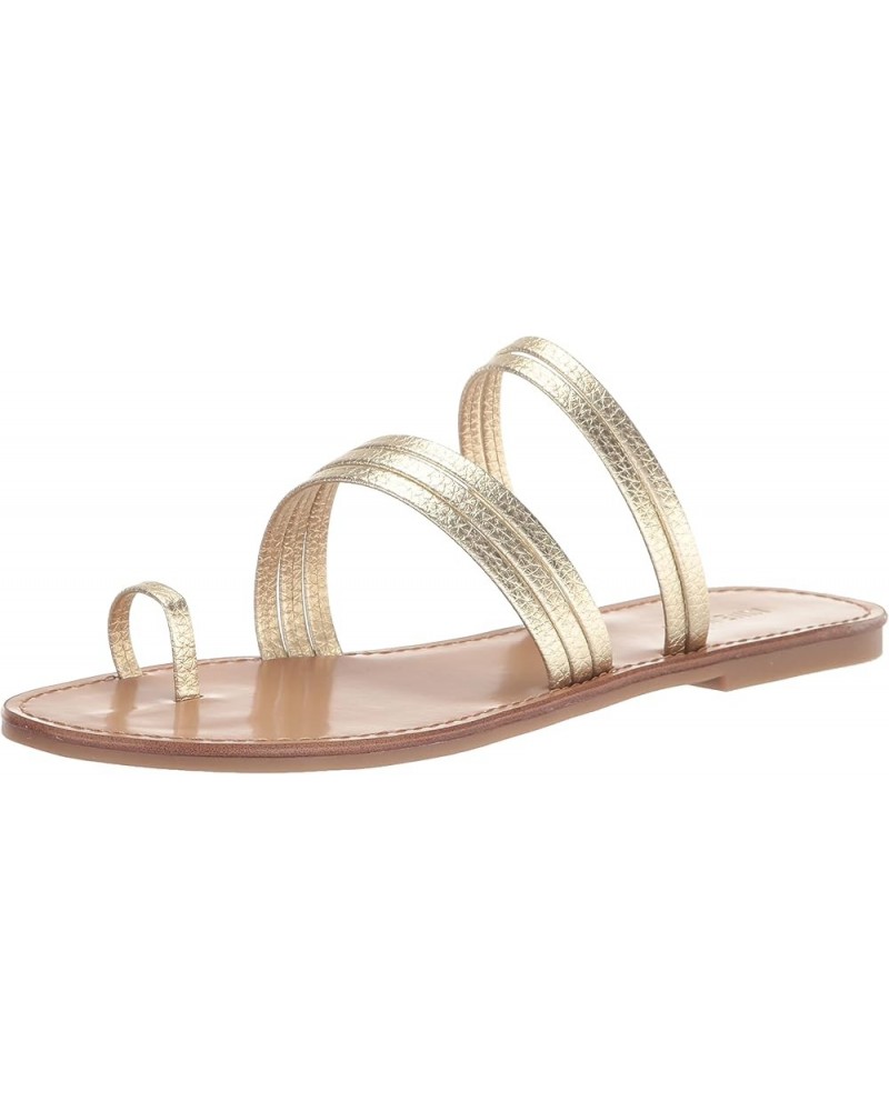 Womens Cins Toe Ring Flat Strappy Slide Sandals Gold 710 $15.57 Sandals