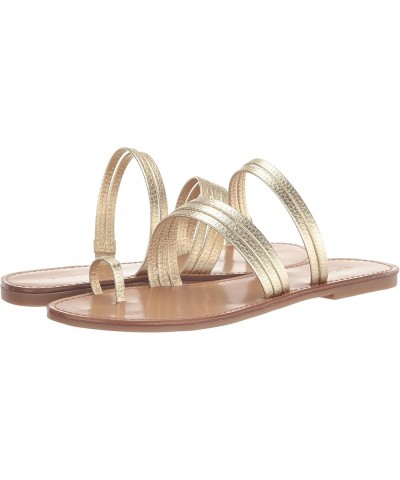 Womens Cins Toe Ring Flat Strappy Slide Sandals Gold 710 $15.57 Sandals