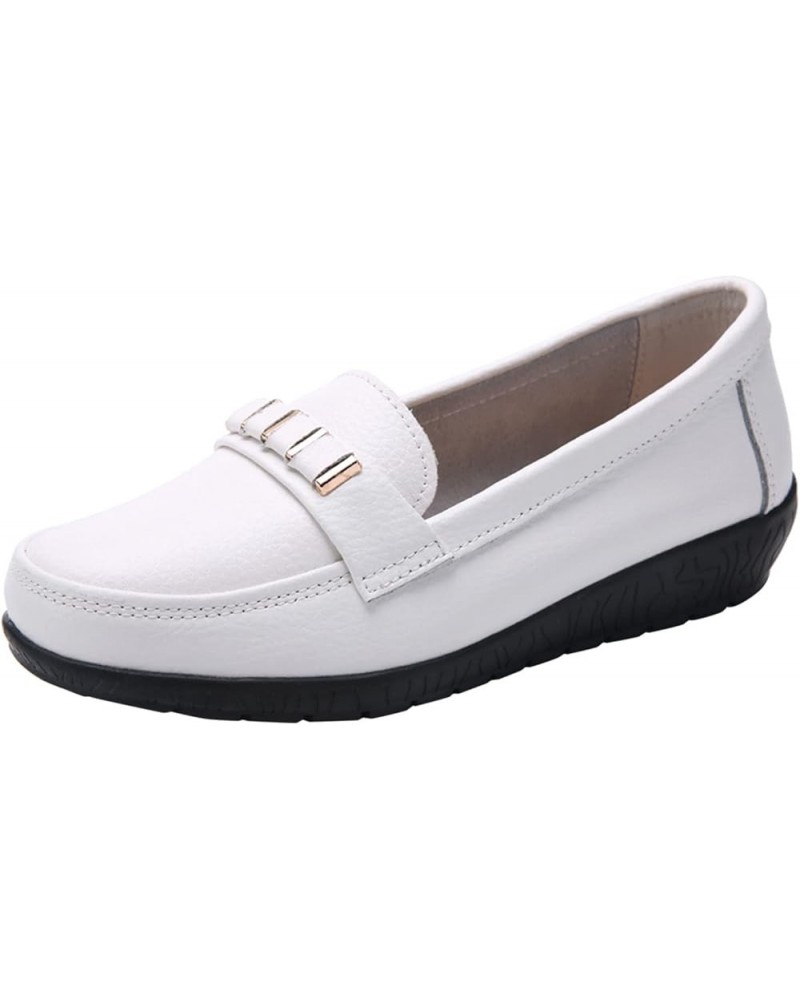 Women's Flats Shoes Flats Comfortable Dressy Round Toe Ballet Flats Loafers Shoes for Women White $19.24 Flats