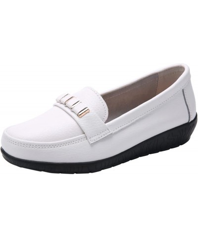 Women's Flats Shoes Flats Comfortable Dressy Round Toe Ballet Flats Loafers Shoes for Women White $19.24 Flats