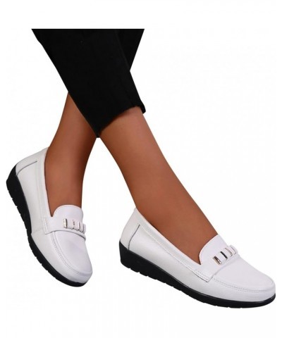 Women's Flats Shoes Flats Comfortable Dressy Round Toe Ballet Flats Loafers Shoes for Women White $19.24 Flats