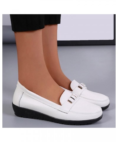 Women's Flats Shoes Flats Comfortable Dressy Round Toe Ballet Flats Loafers Shoes for Women White $19.24 Flats