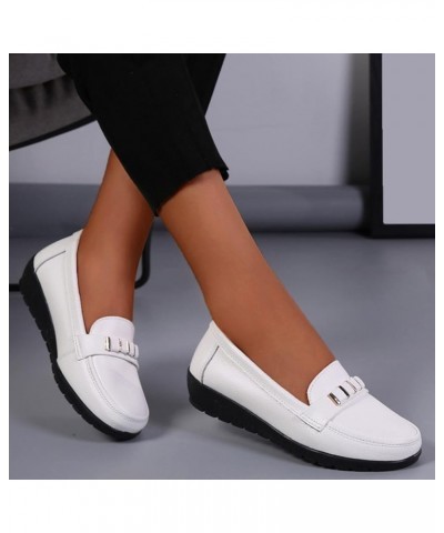 Women's Flats Shoes Flats Comfortable Dressy Round Toe Ballet Flats Loafers Shoes for Women White $19.24 Flats