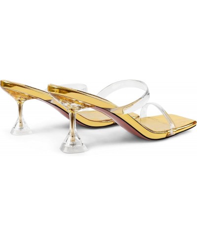 Slip On Sandals Clear Chunky Heels for Women Low Heels Square Toe Shoes for Dress 2.76"gold $17.63 Sandals