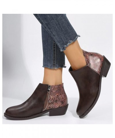 Women Single Shoes Ankle Boots Short Boots Leather Boots For Ladies Shoes Boot Socks for Women Coffee $18.95 Boots