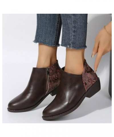 Women Single Shoes Ankle Boots Short Boots Leather Boots For Ladies Shoes Boot Socks for Women Coffee $18.95 Boots