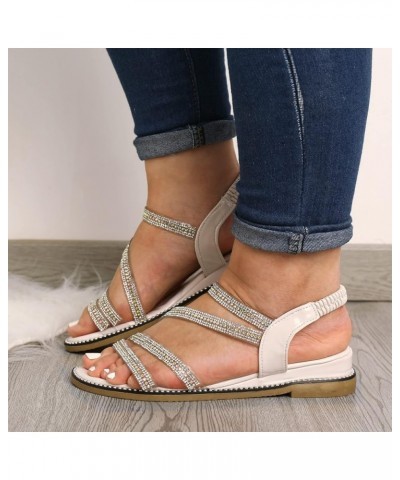 platform sandals women shoes for women dressy low heel silver sandals wedge sandals for women Wedge Slip on Sandal Z 15-beige...