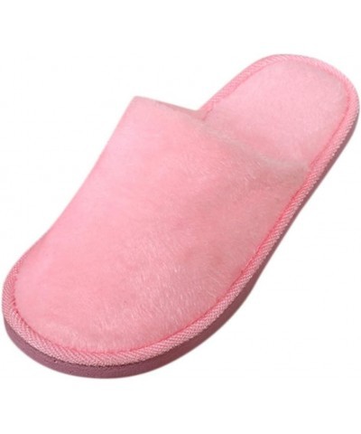 Plush Slippers Winter Warm Bedroom Home Shoes Indoors Anti-slip Soft Floor Women House Slippers for Men Memory Foam Pink $9.1...