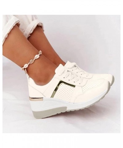 Casual Platform Women's Breathable Round Lace-up Sneakers Summer Toe Women's Sneakers Women's Us 990 V3 Sneaker (Beige, 6.5-7...