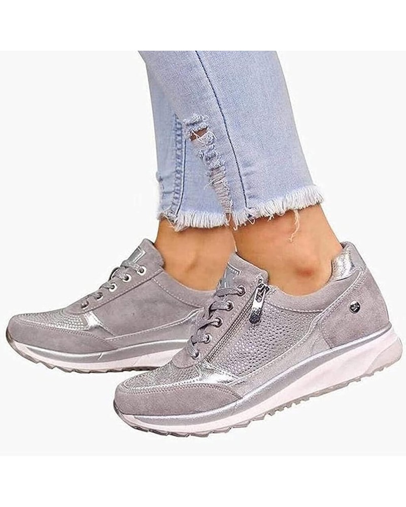 Casual Sneakers for Plantar Fasciitis Women Comfortable Orthopedic Wedge Trainers Walking Shoes Memory Foam with Zipper Lace ...