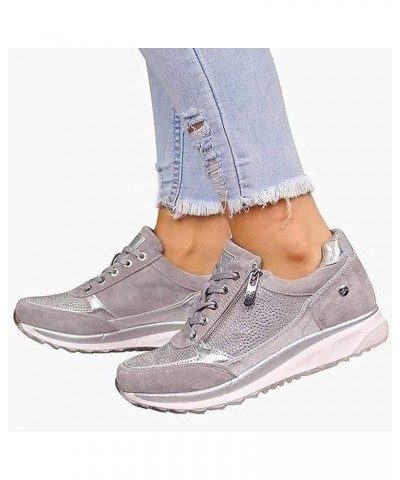 Casual Sneakers for Plantar Fasciitis Women Comfortable Orthopedic Wedge Trainers Walking Shoes Memory Foam with Zipper Lace ...