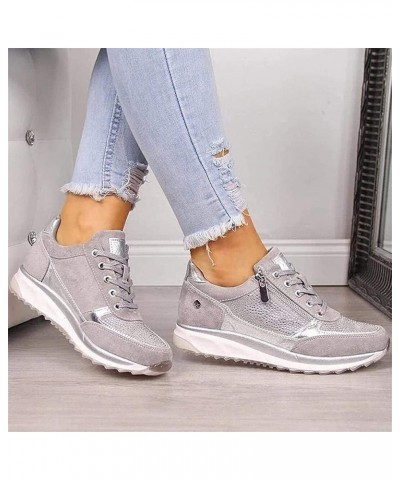 Casual Sneakers for Plantar Fasciitis Women Comfortable Orthopedic Wedge Trainers Walking Shoes Memory Foam with Zipper Lace ...