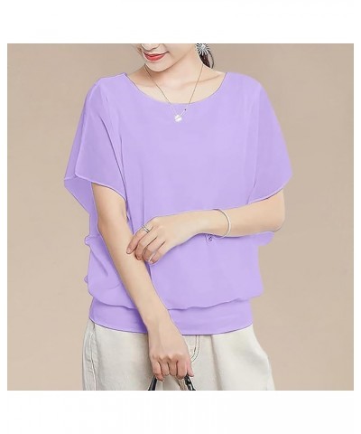 Women's Short Sleeved T Shirt Loose Fitting Chiffon 3pk Womens Relaxed Fit Sweatpants Purple $10.16 Sandals