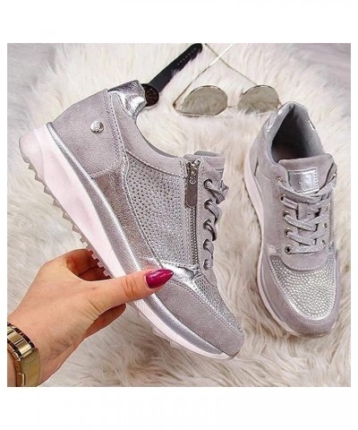 Casual Sneakers for Plantar Fasciitis Women Comfortable Orthopedic Wedge Trainers Walking Shoes Memory Foam with Zipper Lace ...