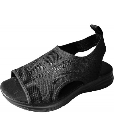 Shoes Fashion Casual Fish Summer Women's Mouth Women's Platform Sandals Mesh Women's Sandals Womens Wedding Sandals (Black, 8...