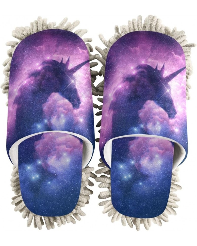 Galaxy Unicorn Slippers for Woman, Comfort Soft Washable Cleaning Slippers Chenille House Slippers Mopping Home Shoes Mop Cle...