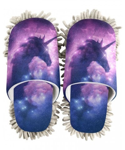 Galaxy Unicorn Slippers for Woman, Comfort Soft Washable Cleaning Slippers Chenille House Slippers Mopping Home Shoes Mop Cle...