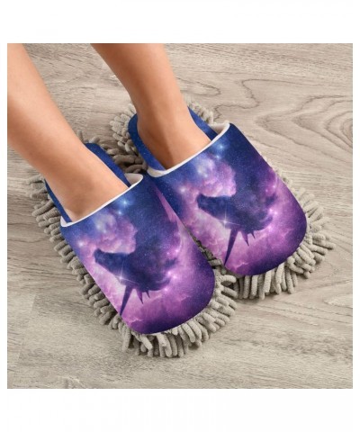 Galaxy Unicorn Slippers for Woman, Comfort Soft Washable Cleaning Slippers Chenille House Slippers Mopping Home Shoes Mop Cle...