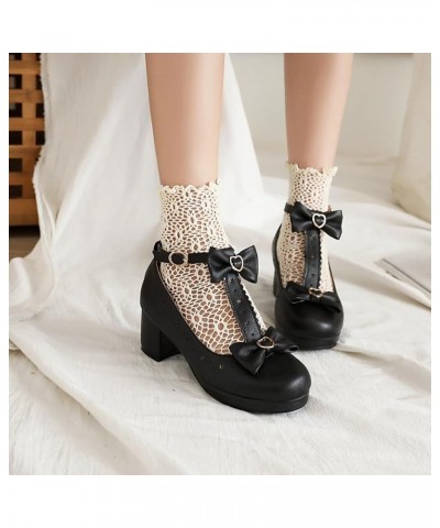 Women's Round Toe T-strap Bowknot Mary Jane Pumps Shoes Comfort Low Heels Girls Party Dressy Shoe Black $31.34 Pumps