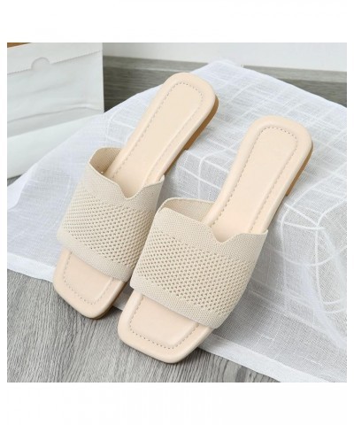 Women's Flat Slide Sandals Summer New Pattern Mesh Breathable Fashionable Beach Slippers Flat Non Slip Comfortable Sandals (B...