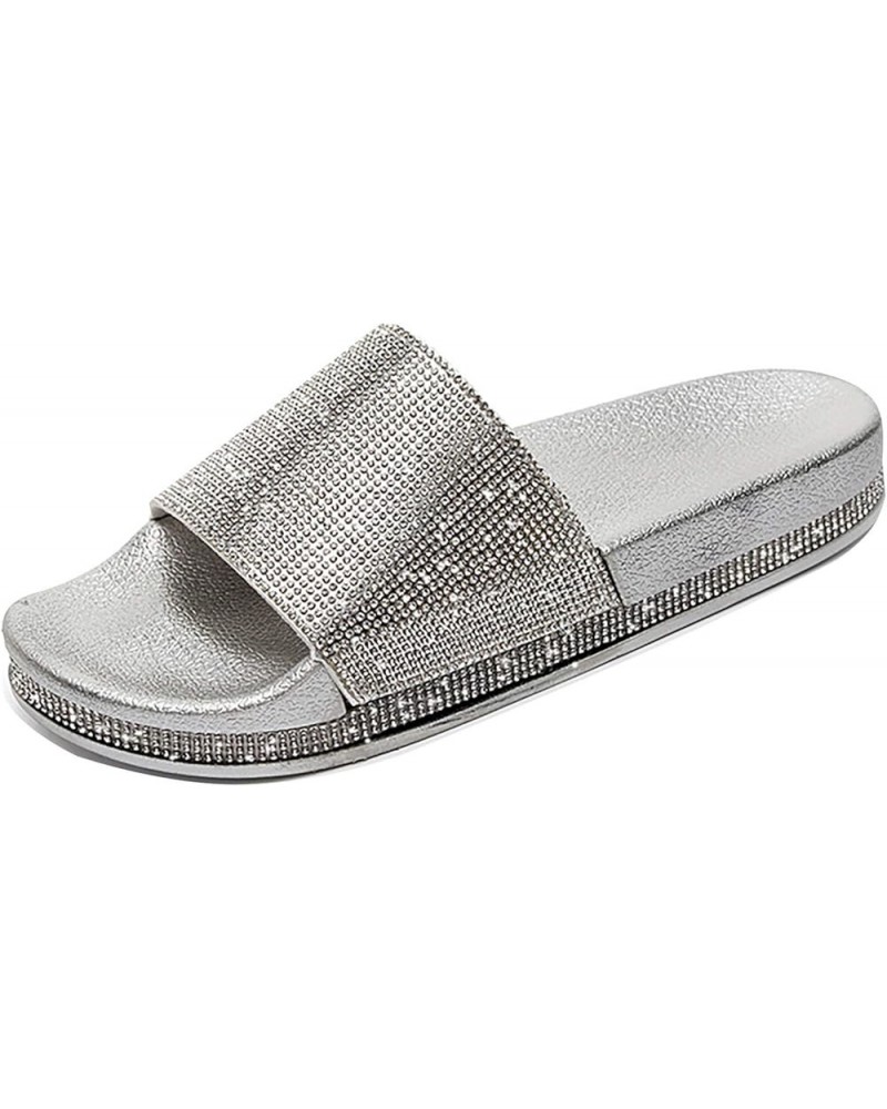 Women Flip Flop Slippers Pool Slides For Women Brown Sandals Women Dress Sandals For Women Sandals Women Sand 8-silver $9.28 ...