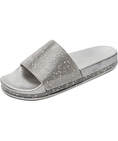 Women Flip Flop Slippers Pool Slides For Women Brown Sandals Women Dress Sandals For Women Sandals Women Sand 8-silver $9.28 ...