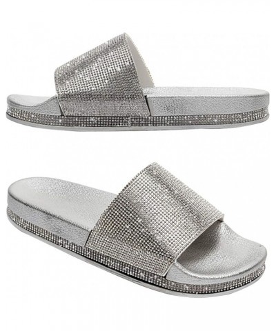 Women Flip Flop Slippers Pool Slides For Women Brown Sandals Women Dress Sandals For Women Sandals Women Sand 8-silver $9.28 ...