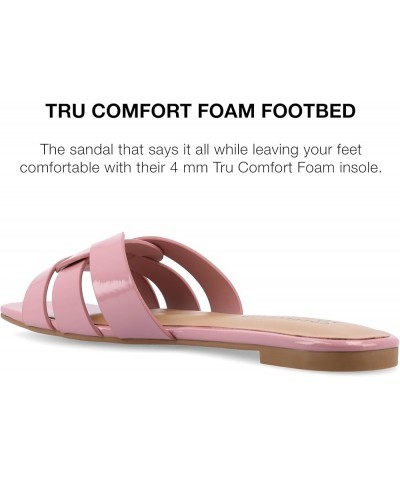 Womens Flat Open Square Toe Fashion Banded Sandal Comfortable Dressy Slip On Arrina Slide Rose $17.80 Sandals