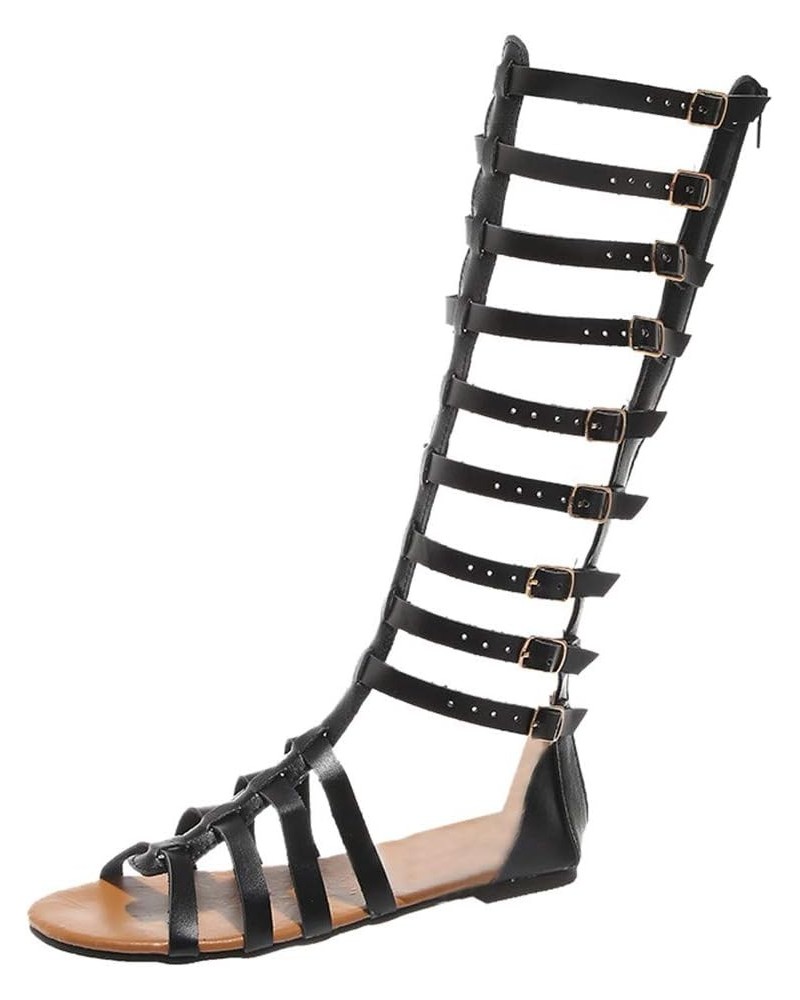 Low Heeled Strappy Sandals For Women Sandals Summer Sandals For Women Sandals For Women Womens Strappy Sandals Platfor D-blac...