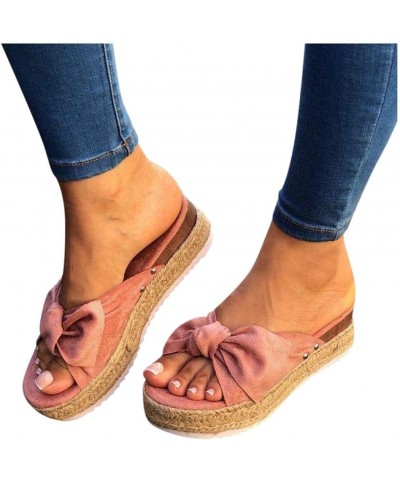 Ladies Women's Shoes Casual Toe Bowknot Platforms Wedges Open Sandals Slippers Women's Casual Shoes Summer Shoe 9 Pink $14.70...