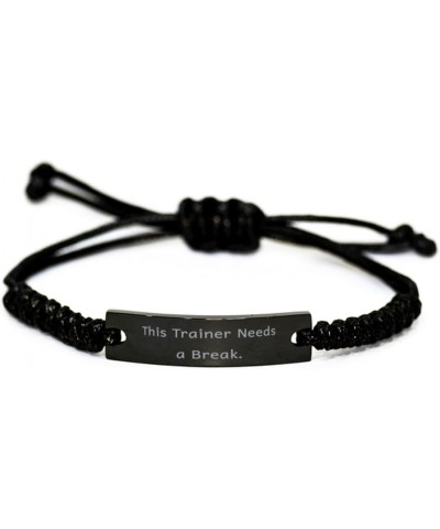 Special Trainer Gifts, This Trainer Needs a Break, Birthday Black Rope Bracelet For Trainer from Friends, Personal trainer gi...