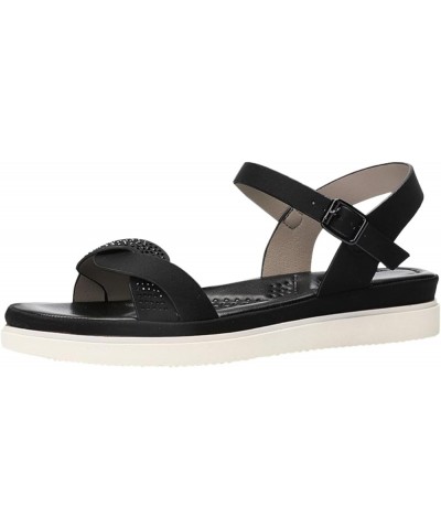 Crisscross Band Flat Sandals for Women Summer Breathable Open Toe Thick Heel Women Sandals Buckle Slingback Beach Black 7 $15...