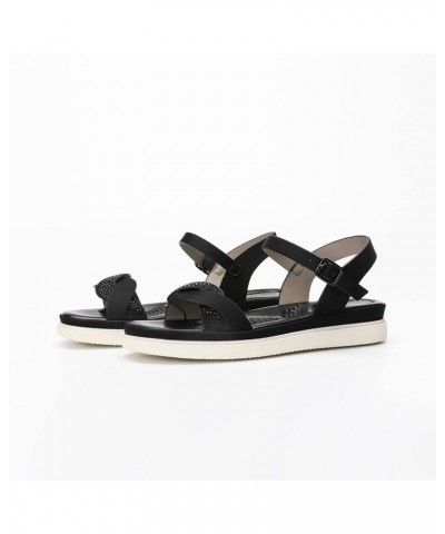 Crisscross Band Flat Sandals for Women Summer Breathable Open Toe Thick Heel Women Sandals Buckle Slingback Beach Black 7 $15...