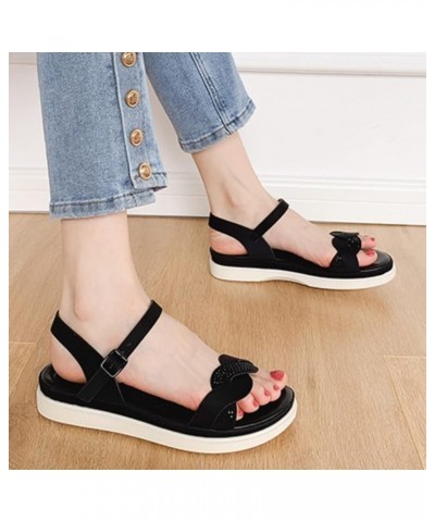 Crisscross Band Flat Sandals for Women Summer Breathable Open Toe Thick Heel Women Sandals Buckle Slingback Beach Black 7 $15...