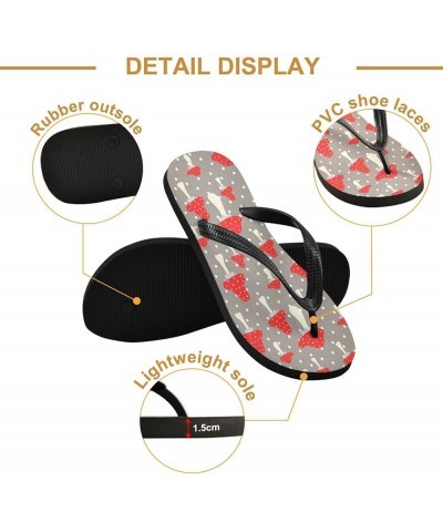 Red Mushroom Womens Flip Flops Cartoon Summer Beach Sandals Casual Thong Slippers Comfortable Shower Slippers Non Slip Water ...