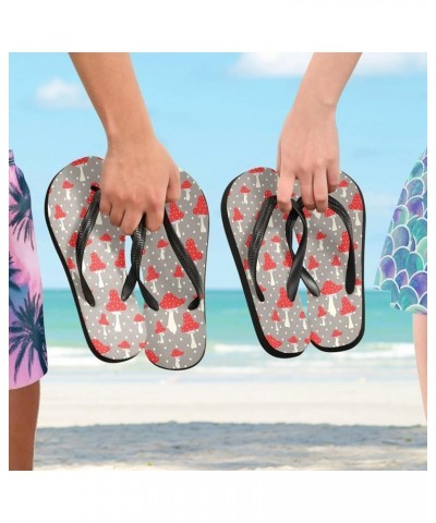 Red Mushroom Womens Flip Flops Cartoon Summer Beach Sandals Casual Thong Slippers Comfortable Shower Slippers Non Slip Water ...