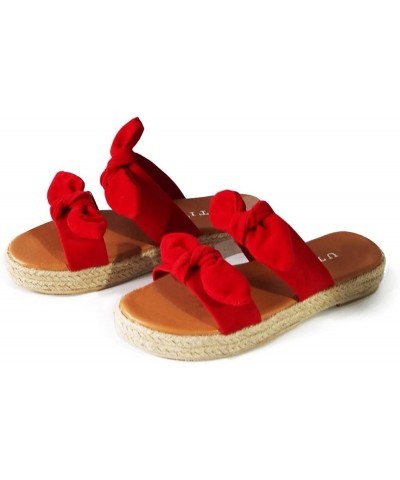 Women Sandals Wedge Platform Sandals Gladiator Flip Flop Roman Buckle Strappy Zip Up Flat Outdoor Sandals LS7 Red $20.57 Sandals