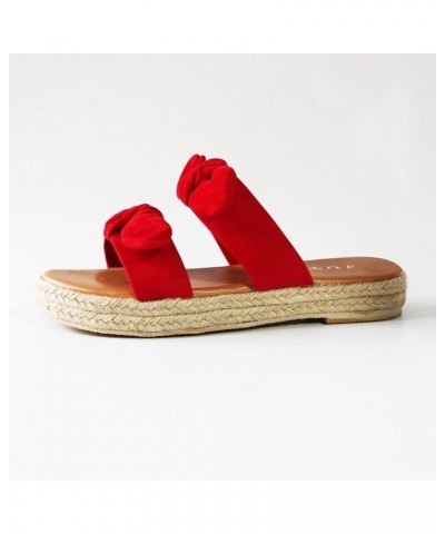 Women Sandals Wedge Platform Sandals Gladiator Flip Flop Roman Buckle Strappy Zip Up Flat Outdoor Sandals LS7 Red $20.57 Sandals