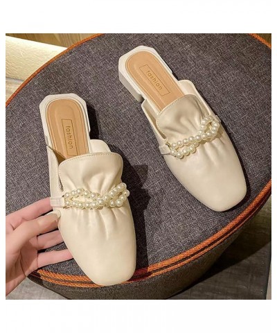 Womens Sandals Casual, Flats Sandals Comfortable Slip On Slide Sandals Pearl Summer Beach Casual Shoes White $10.86 Sandals