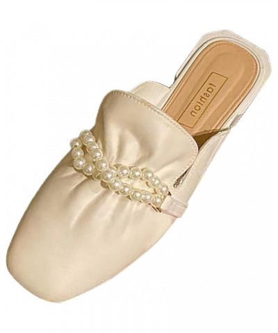 Womens Sandals Casual, Flats Sandals Comfortable Slip On Slide Sandals Pearl Summer Beach Casual Shoes White $10.86 Sandals