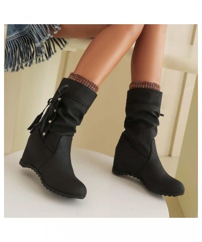 Fall High Heel Boots for Women 2023 Wide Calf Knee High Boots Leather Heeled Leather Knee High Boots for Women Womens Square ...