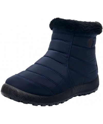 Women's Snow Boots Winter Ankle Short Bootie Footwear Warm Shoes Snow Boots for Wide Feet Women Blue $19.49 Outdoor Shoes