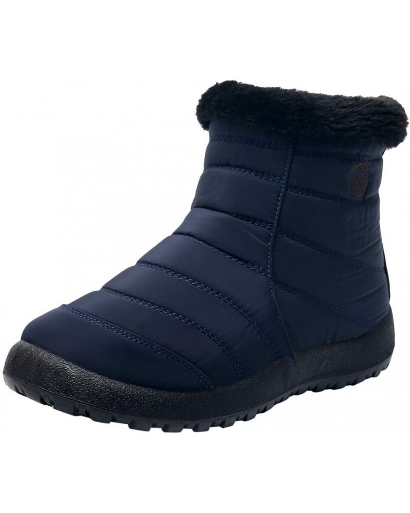 Women's Snow Boots Winter Ankle Short Bootie Footwear Warm Shoes Snow Boots for Wide Feet Women Blue $19.49 Outdoor Shoes