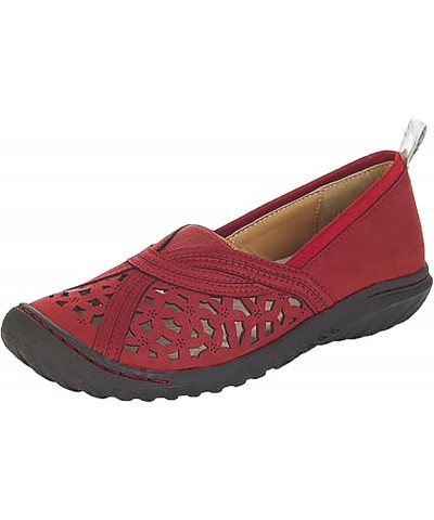 womens casual driving shoe Lightweight Flats Ballet Flat Shoes Knit Dress Shoes Round Toe Slip On Walking Flats Shoes Red $14...