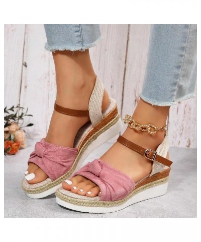 Sandals for Women Wedge Dressy Platform Orthopedic Platform Wedge Sandals Comfy Slip On Cork Foot Bed 47-nrny-pink-g $15.01 S...